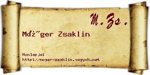 Móger Zsaklin névjegykártya